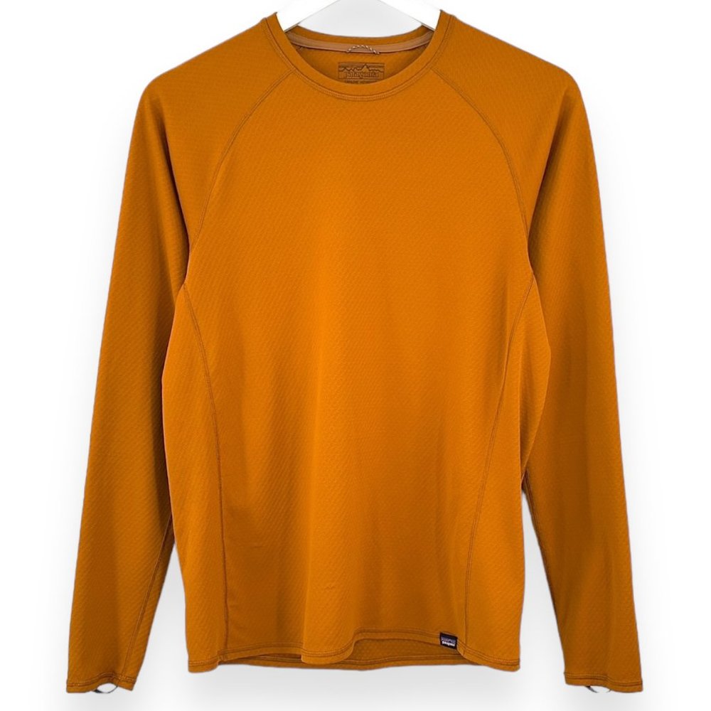 Patagonia Dark Orange "Capilene" Midweight Long Sleeve Crewneck Shirt sz M